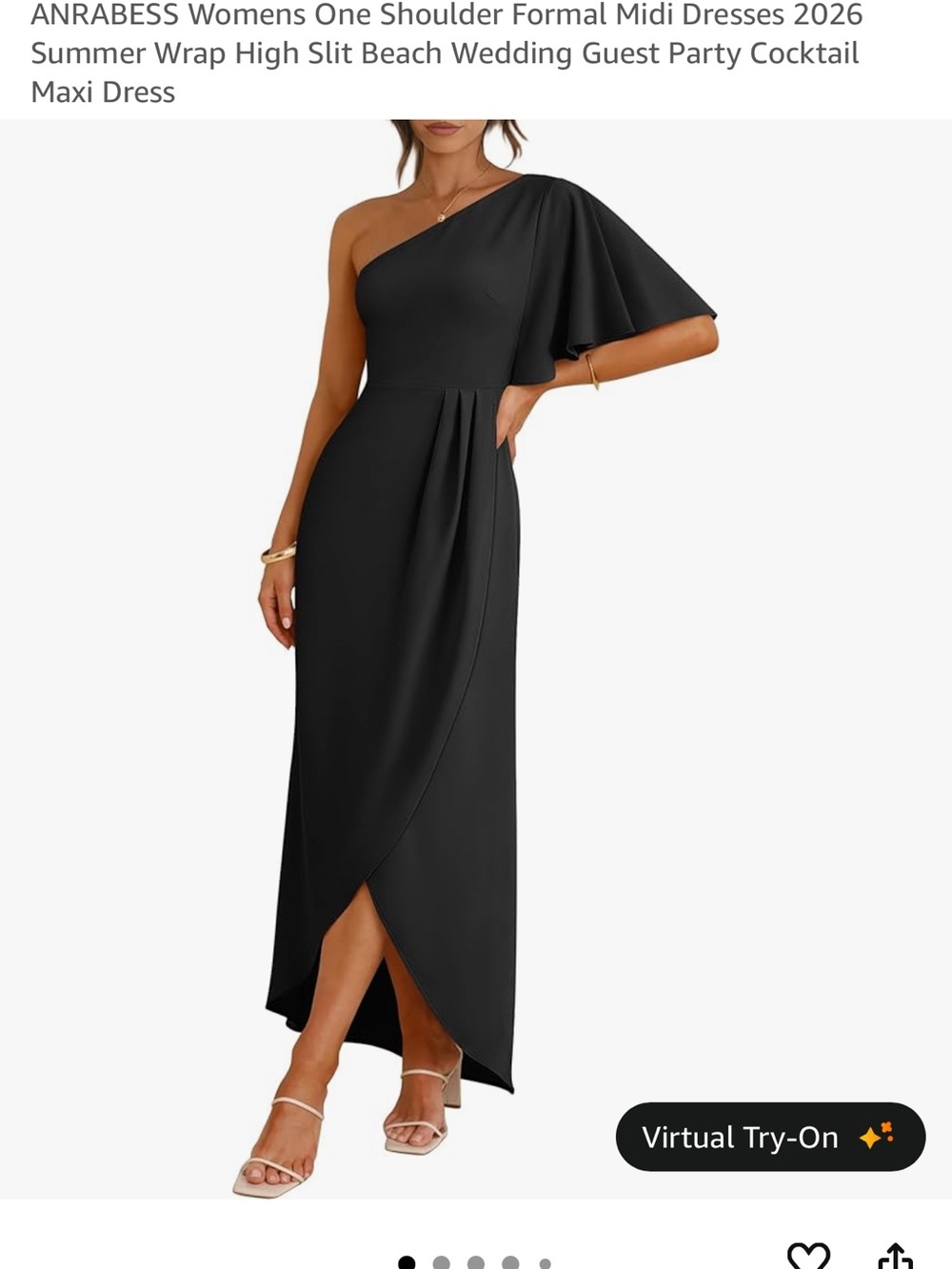 One-Shoulder Black Midi Dress